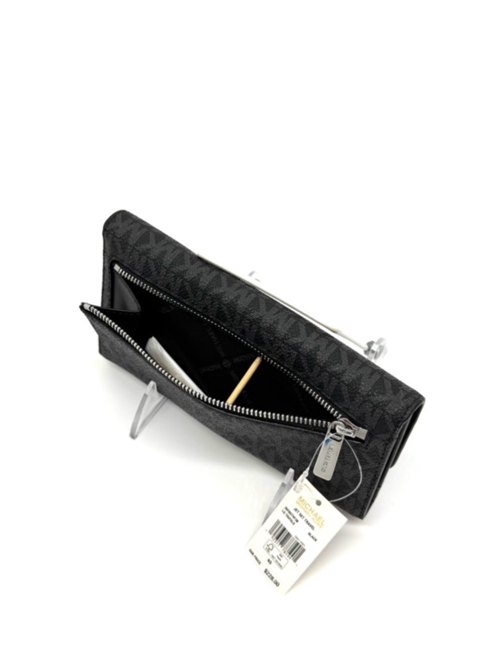 Michael Kors Large Trifold Wallet Black Signature - Picture 6 of 7